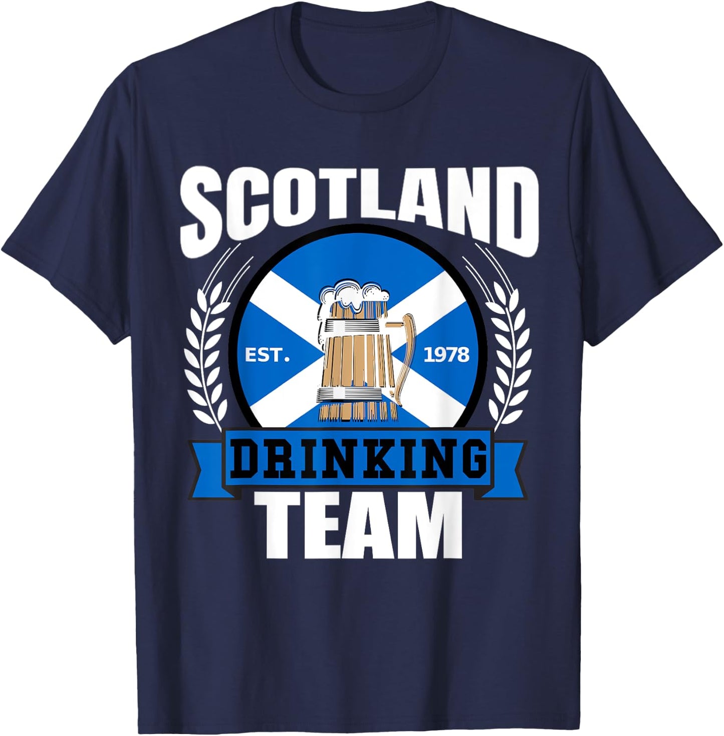 Scotland Drinking Team Funny Scottish Flag Beer Saltire Gift T-Shirt - T-Shirt | Navy