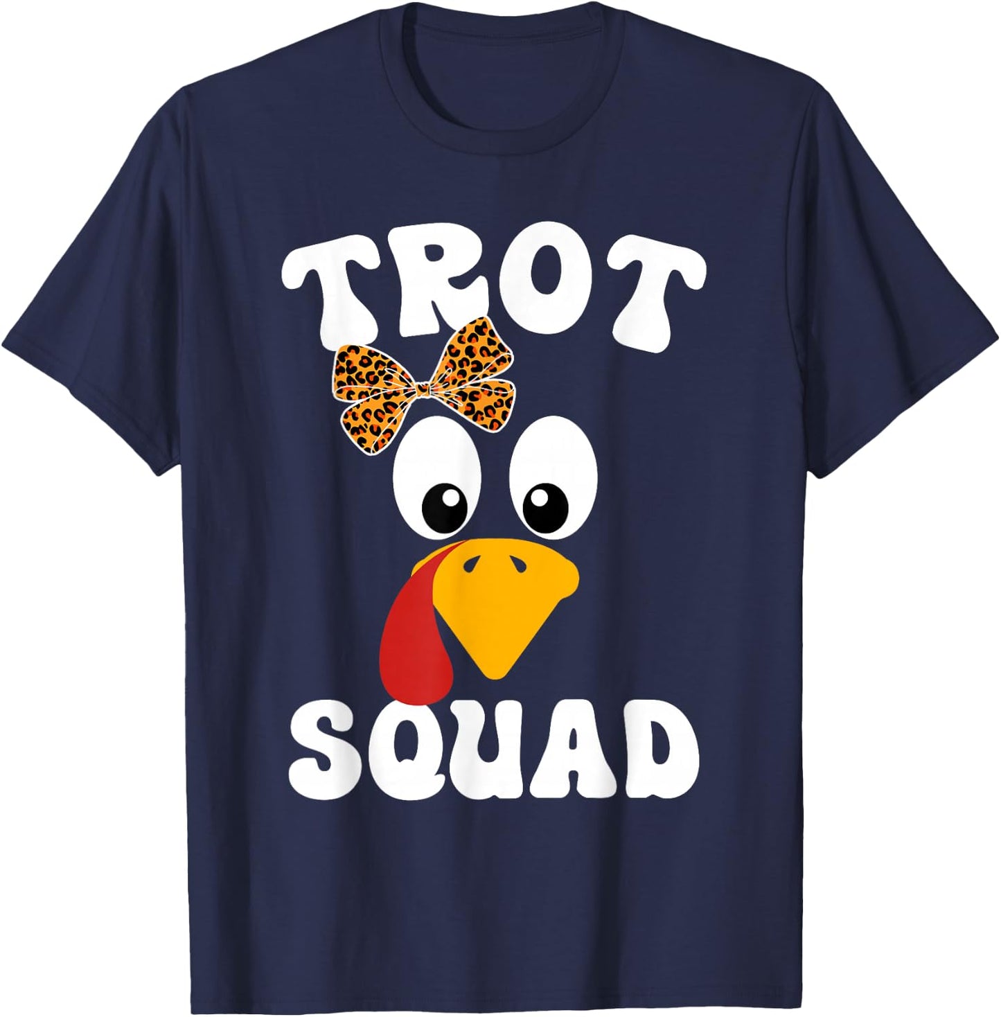 Thanksgiving Leopard Coquette Bow Running Turkey Trot Squad T-Shirt - T-Shirt | Navy