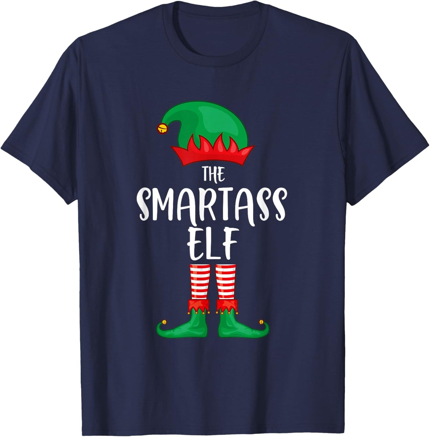 Smartass Elf Christmas Party Matching Family Group Pajama T-Shirt - T-Shirt | Navy