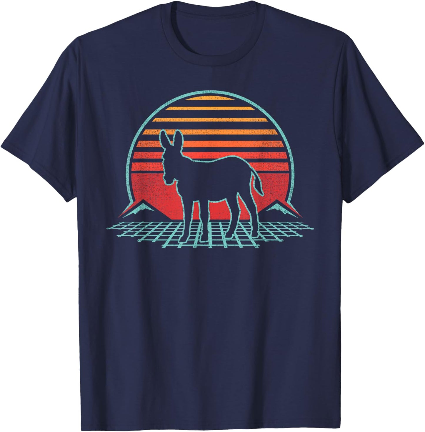 Donkey Lover Animal Retro Vintage 80s Style T-Shirt - T-Shirt | Navy
