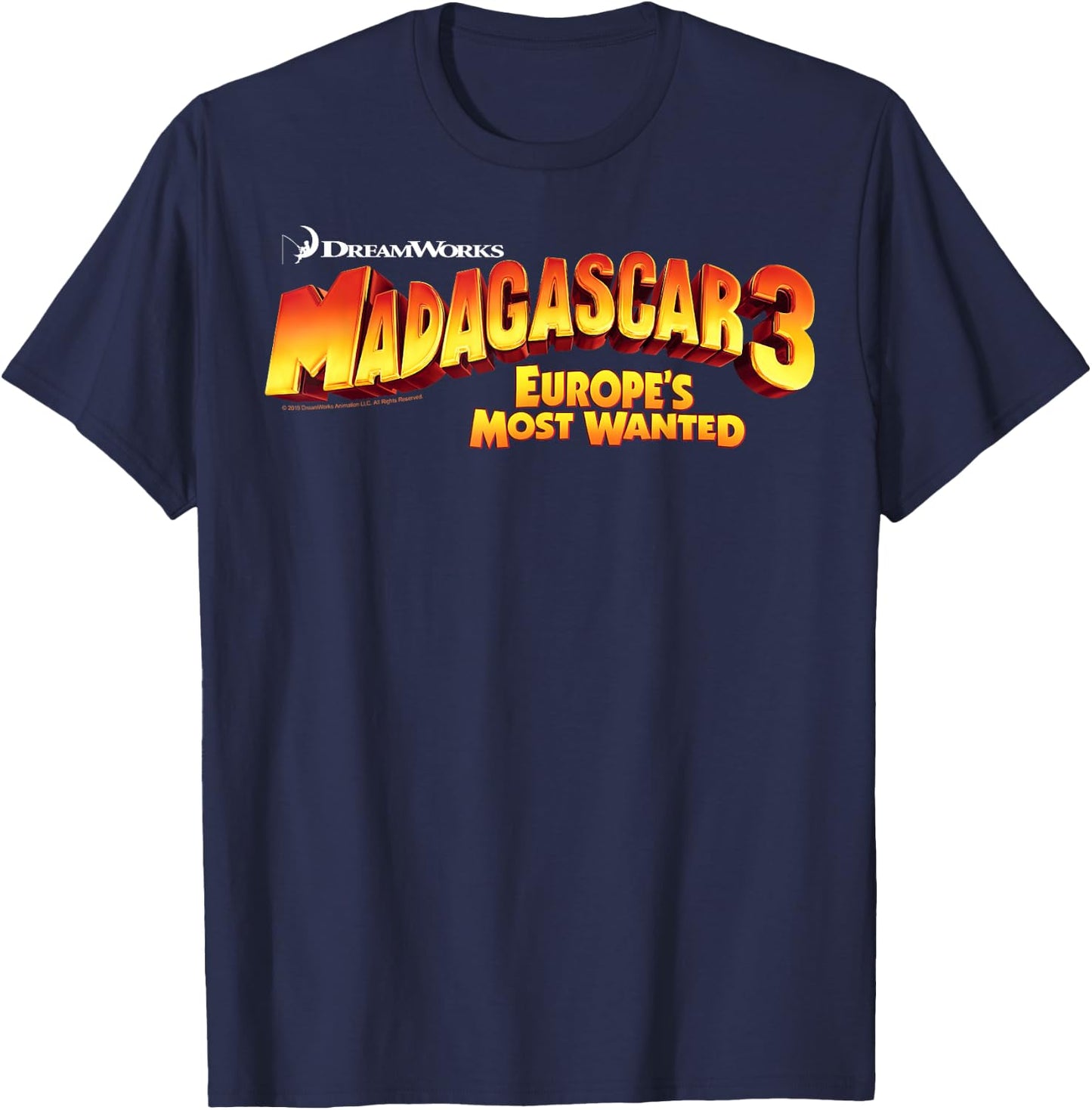 Madagascar 3 Europe's Most Wanted Classic Movie Poster T-Shirt - T-Shirt | Navy