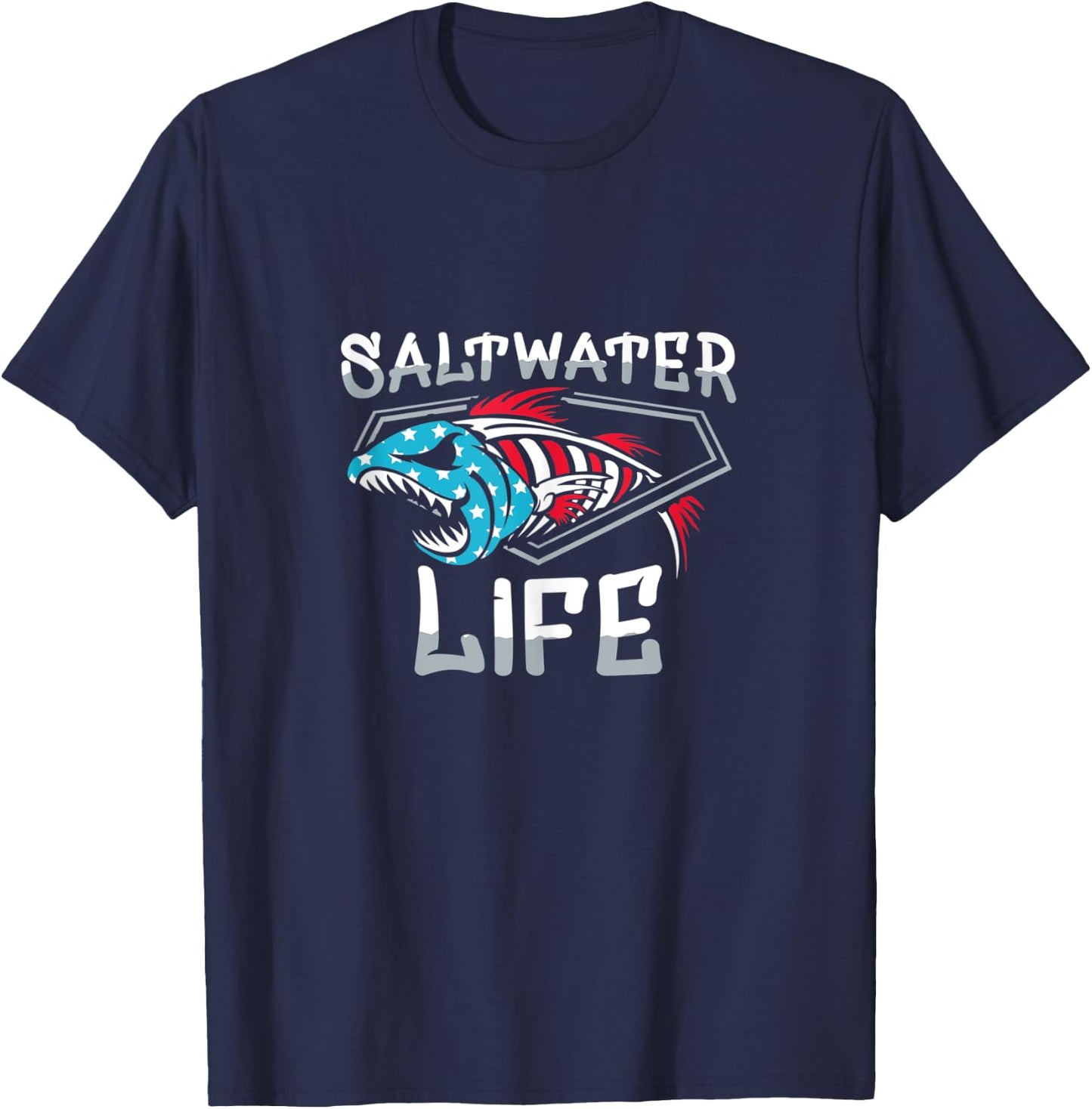 Saltwater Life Fishing T-Shirt - T-Shirt | Navy