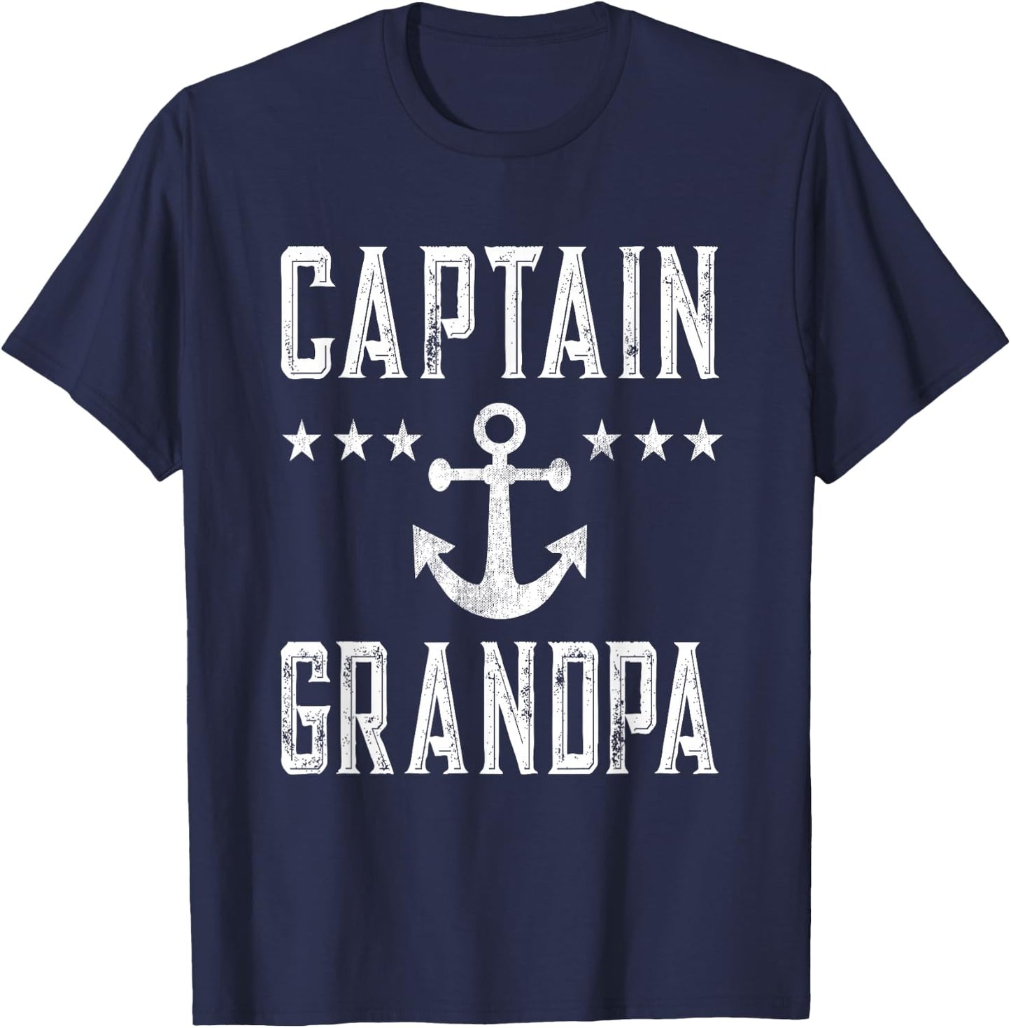 Personalized Captain Grandpa Boating Boat Owner Art T-Shirt - T-Shirt | Navy