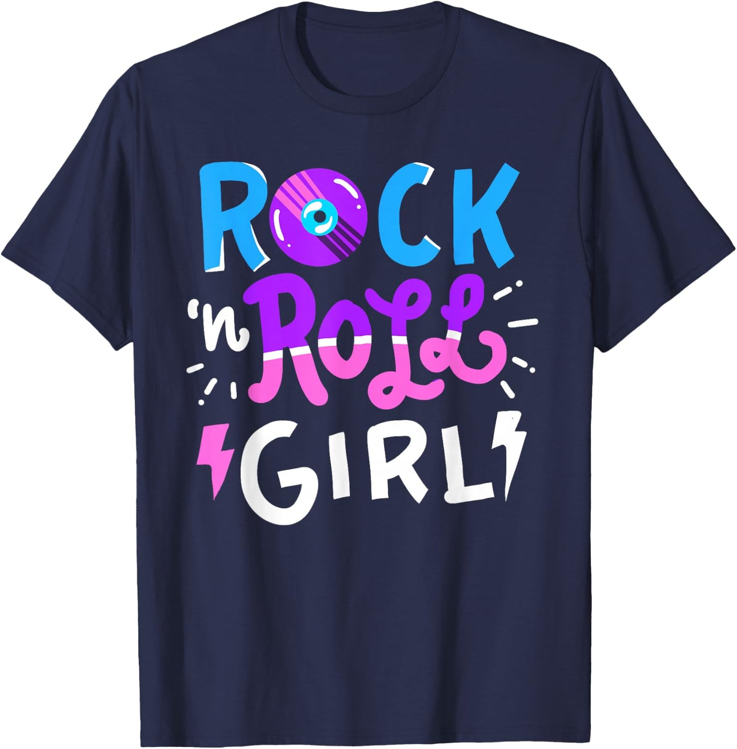 Rock N Roll Girl Music T-Shirt - T-Shirt | Navy