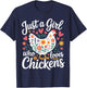 Just a Girl Who Loves Chickens Floral Heart Gifts for Girls T-Shirt - T-Shirt | Navy