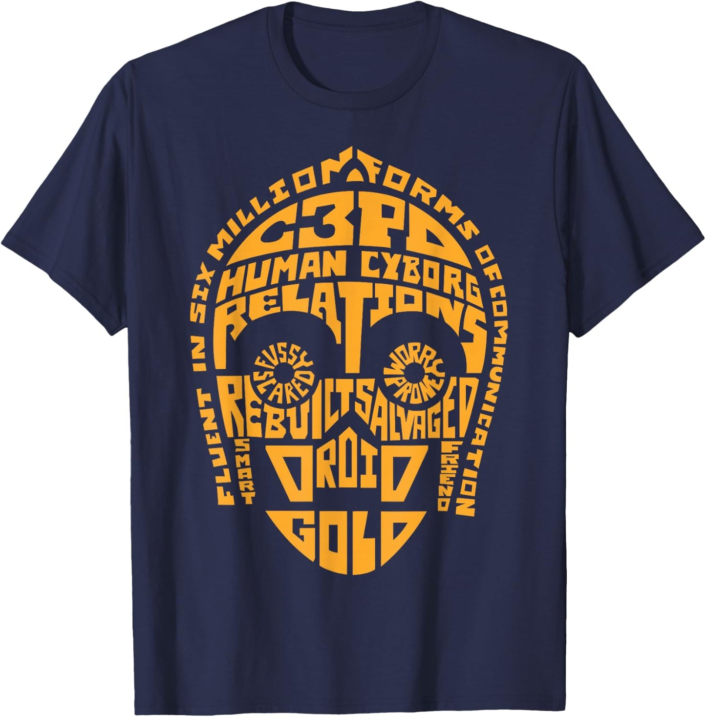 Star Wars C3PO Human Cyborg Word Relations T-Shirt - T-Shirt | Navy