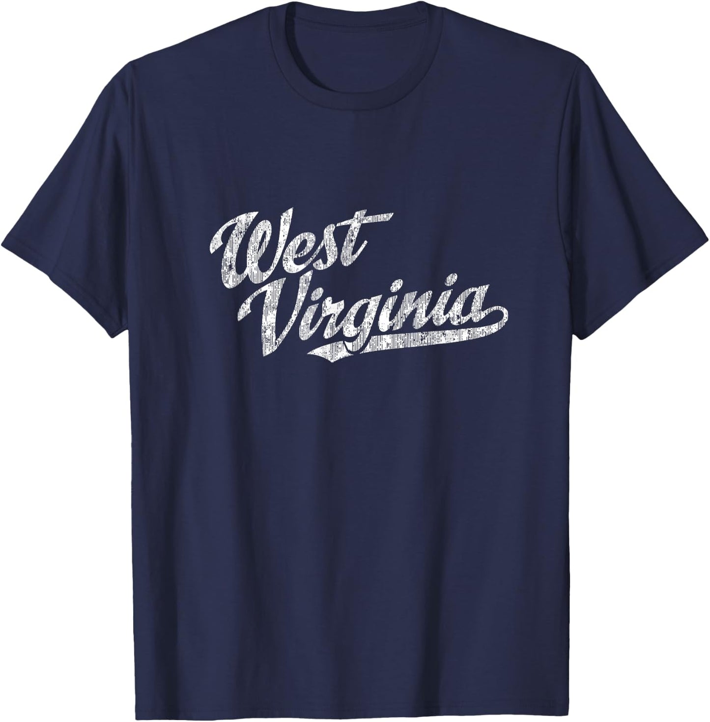 West Virginia WV Vintage Sports Script Retro T-Shirt - T-Shirt | Navy