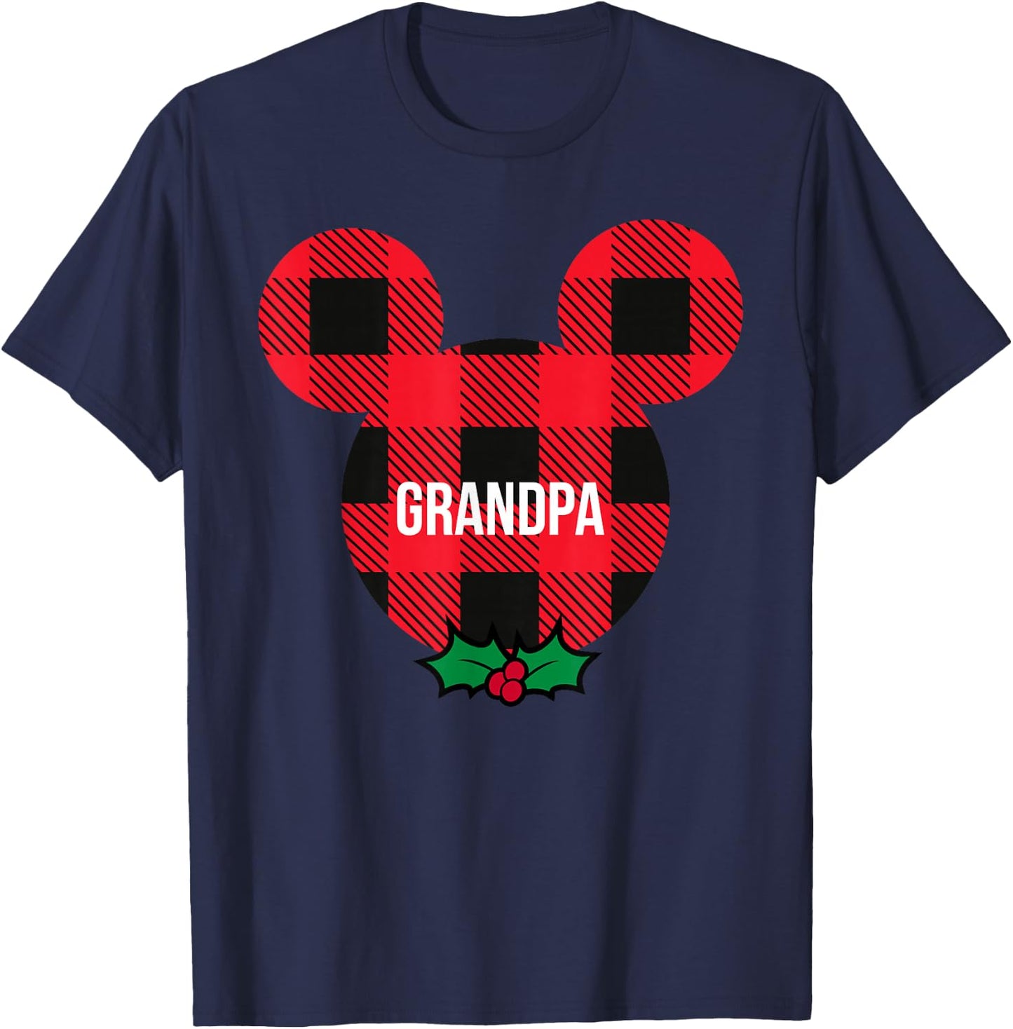 Disney Mickey Mouse Family Matching Holiday Plaid Grandpa T-Shirt - T-Shirt | Navy