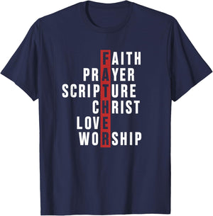 Faith Prayer Scripture Christian Fathers Day Church Men T-Shirt - T-Shirt | Navy