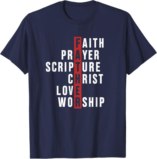 Faith Prayer Scripture Christian Fathers Day Church Men T-Shirt - T-Shirt | Navy