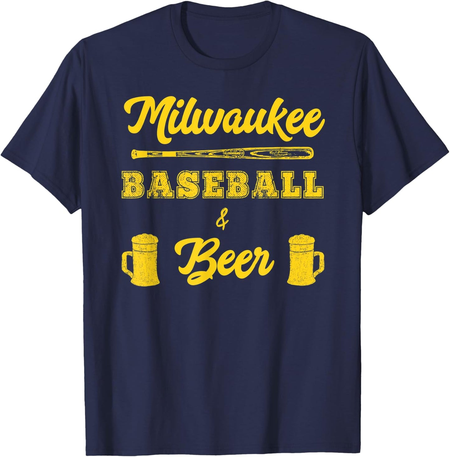Classic Milwaukee Baseball & Beer Fan Retro T-Shirt - T-Shirt | Navy