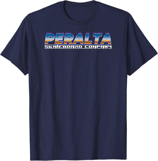 80s Vintage Peralta Skateboard Company Logo Plain T-Shirt - T-Shirt | Navy