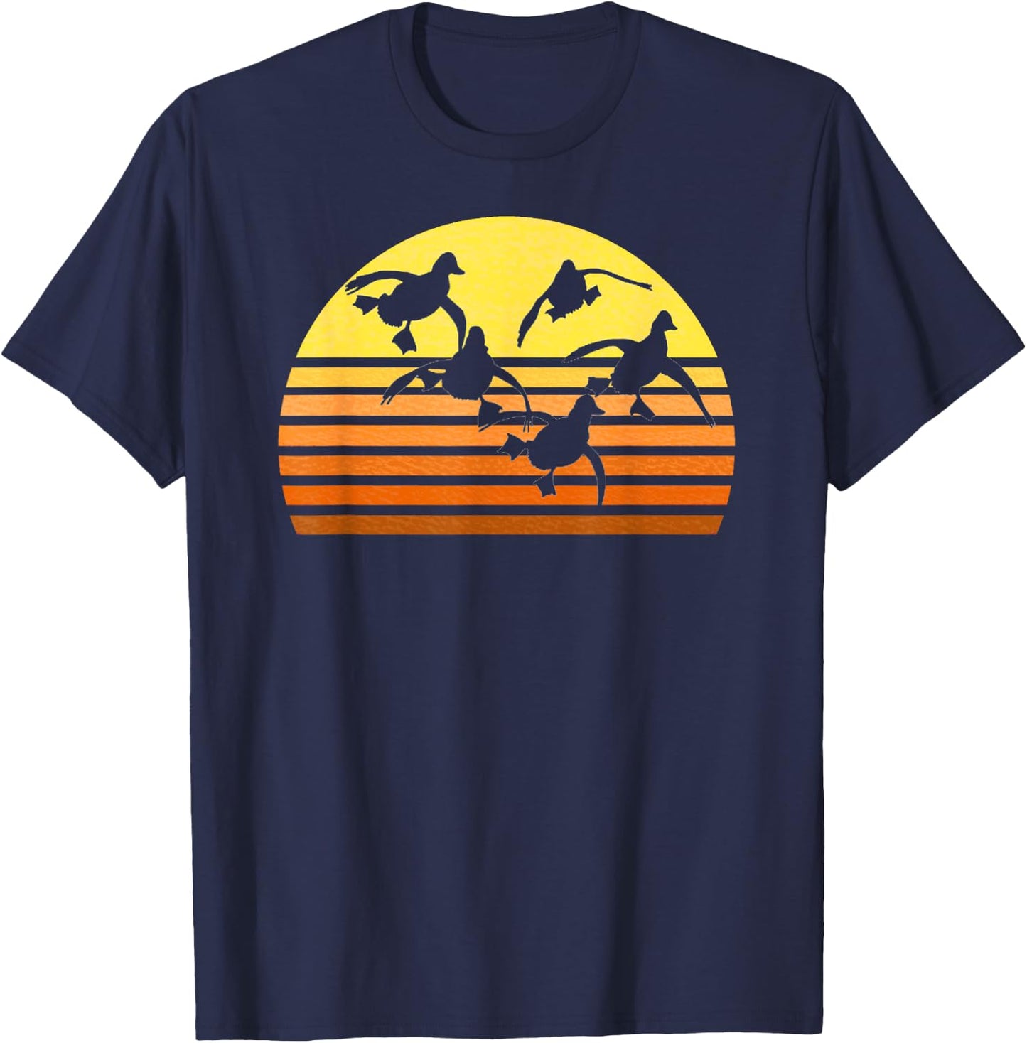 Duck Whisperer Fall Hunter Retro Sun Ducks Autumn Sky Gift T-Shirt - T-Shirt | Navy