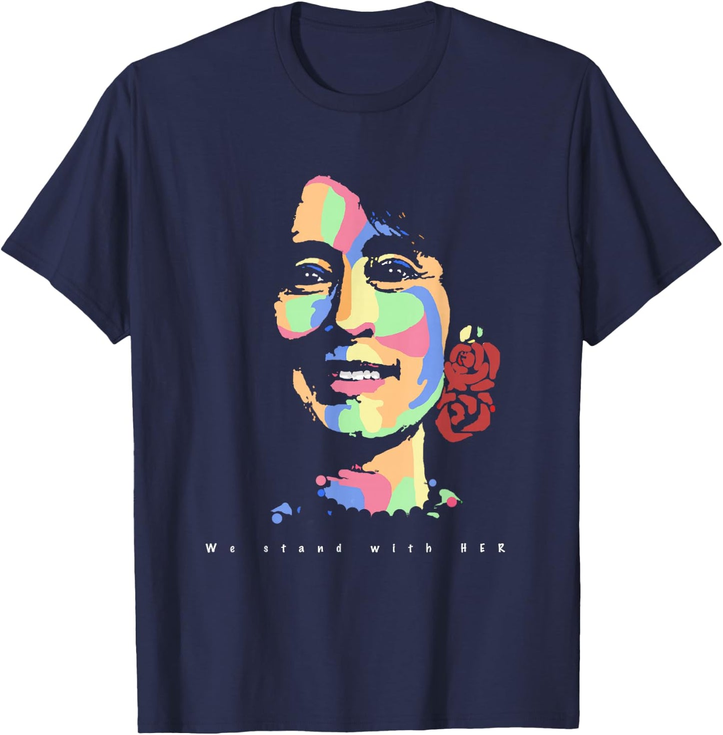 Aung San Suu Kyi/ We stand with her T-Shirt - T-Shirt | Navy
