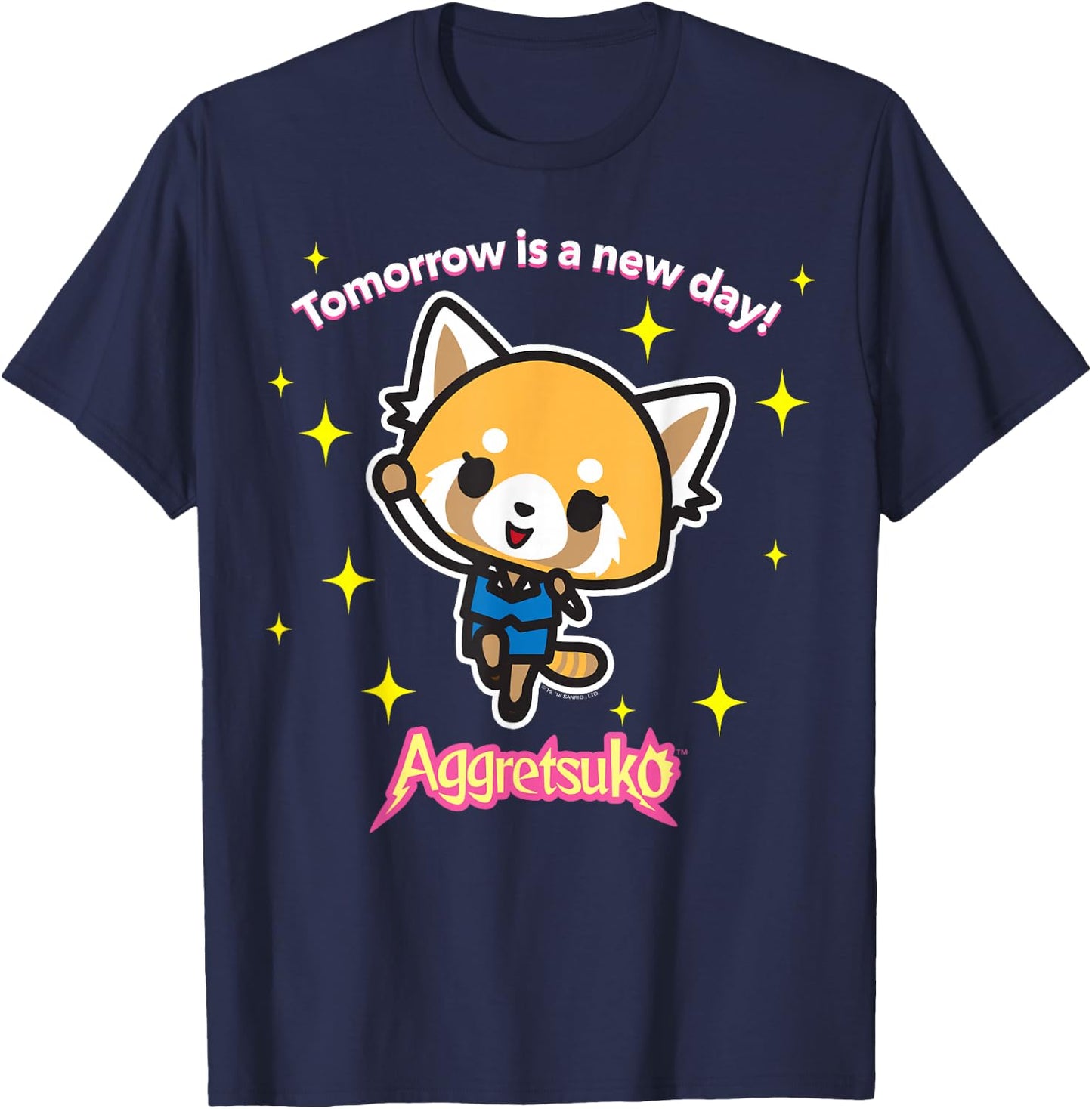 Aggretsuko "Tomorrow is a New Day" Shirt T-Shirt - T-Shirt | Navy
