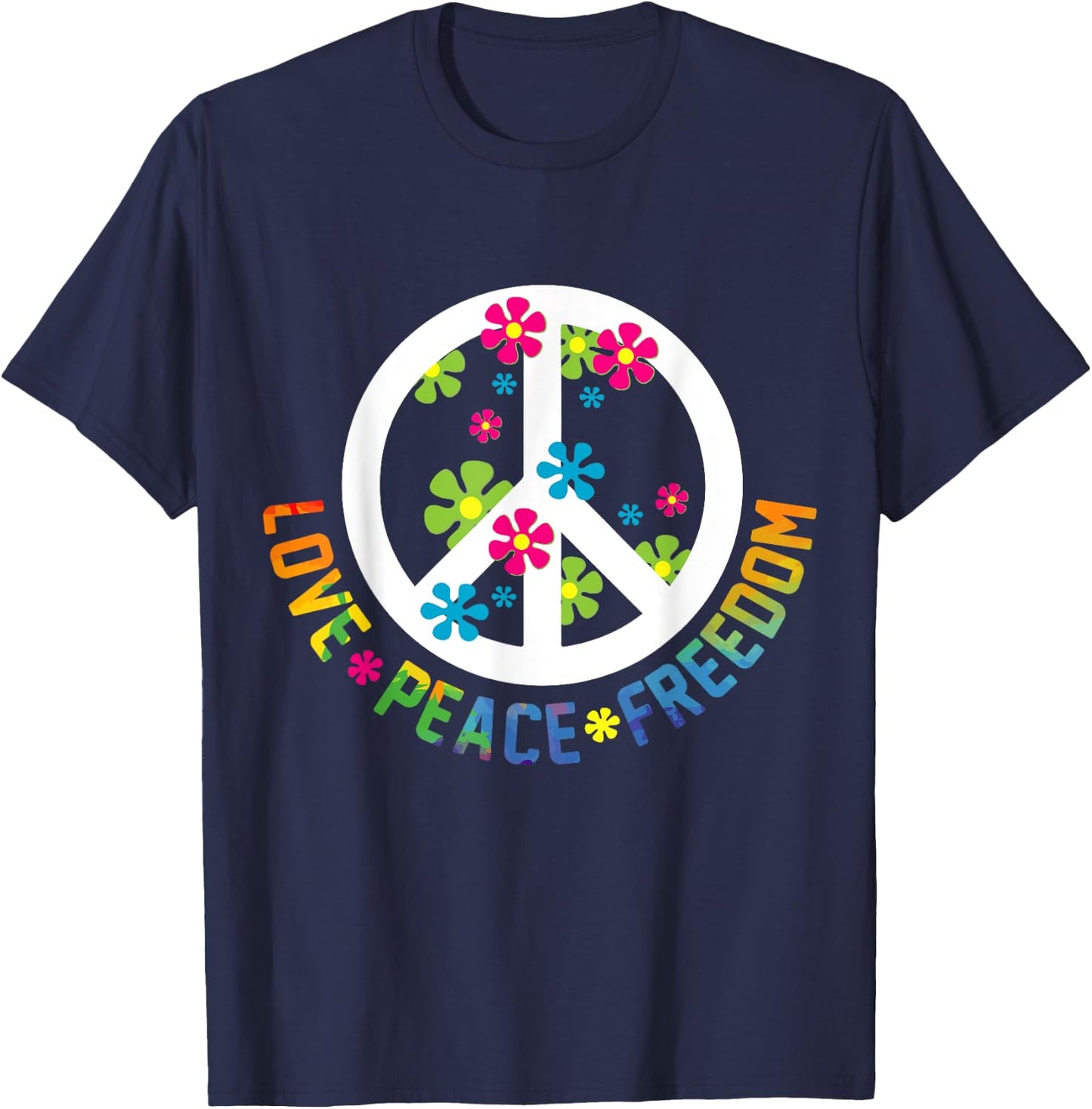Peace Love Hippie Costume Tie Die 60s 70s Yoga Outfit Gift T-Shirt - T-Shirt | Navy