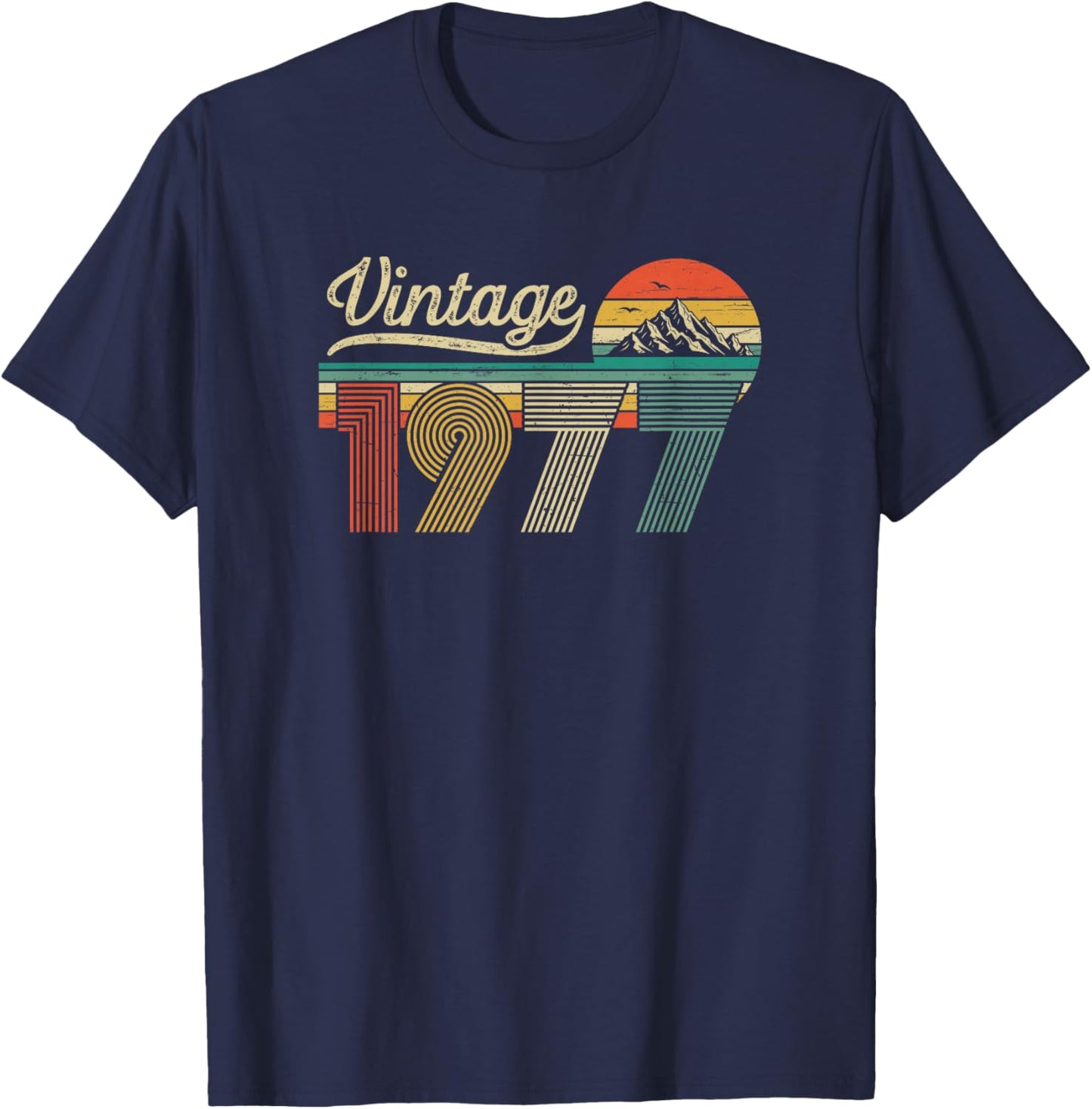 49th Birthday Man Woman - Vintage Born in 1977 Classic Retro T-Shirt - T-Shirt | Navy