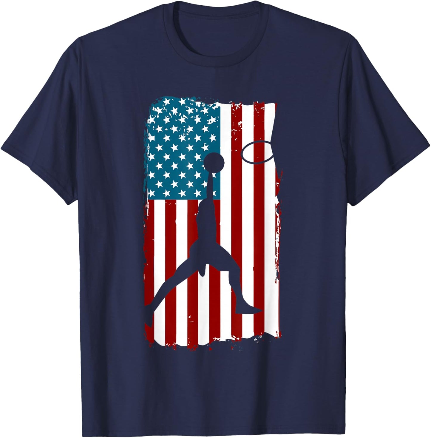 US American Flag Basketball Patriotic Athlete Print For Boys T-Shirt - T-Shirt | Navy