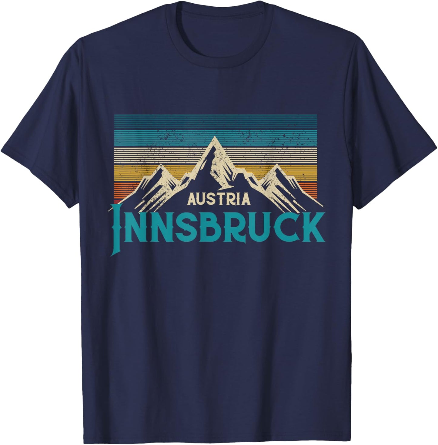 Innsbruck Austria Vintage Mountains Alps Ski Souvenir T-Shirt - T-Shirt | Navy