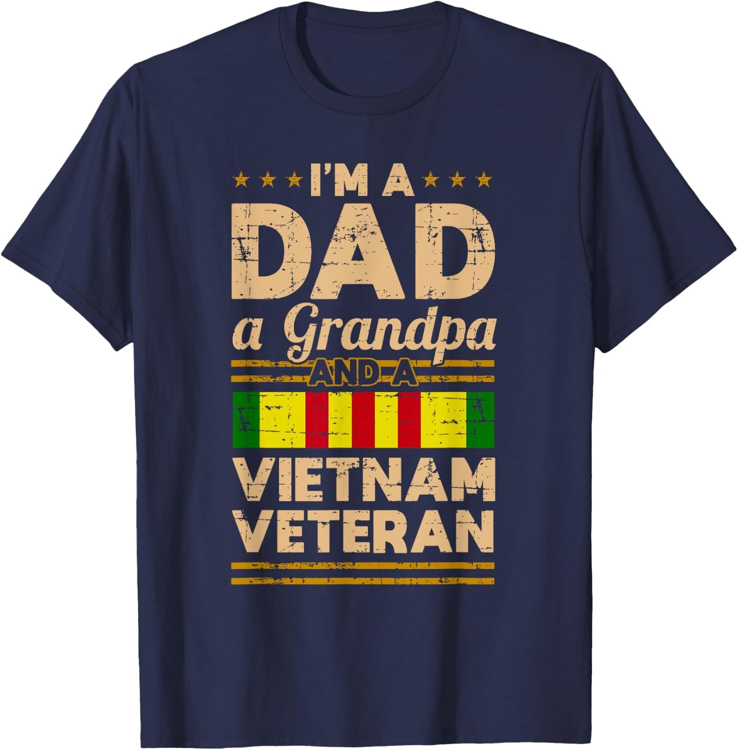 Dad Grandpa Vietnam Veteran Vintage Shirt Men's Gift T-Shirt - T-Shirt | Navy