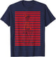 Where's Waldo Red and White Pattern Lines Graphic T-Shirt - T-Shirt | Navy