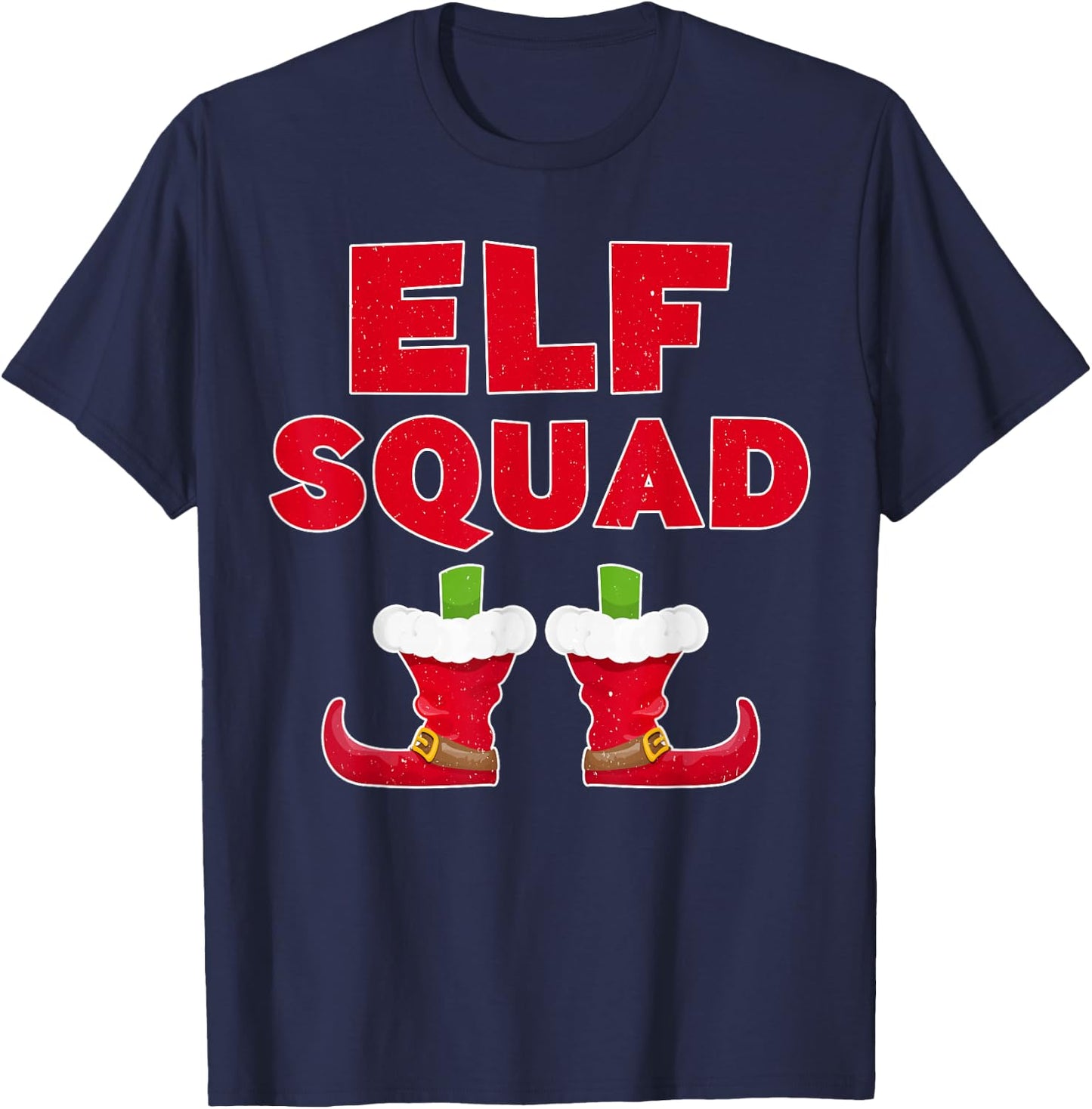 Elf Squad Shirt Adult Kids Boy Girl Christmas Crew Pajamas T-Shirt - T-Shirt | Navy