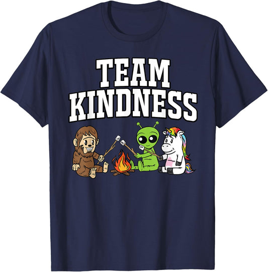 Team Kindness Sasquatch Alien Unicorn Teacher Shirt Gift Men Women Kids T-Shirt - T-Shirt | Navy