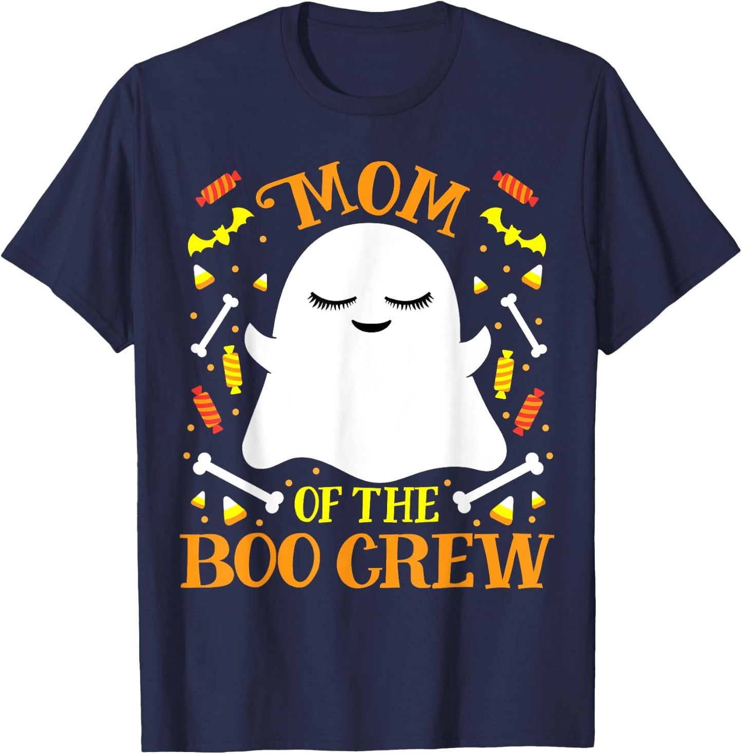 Mom Boo Crew Ghost Matching Family Set Mommy Halloween T-Shirt - T-Shirt | Navy