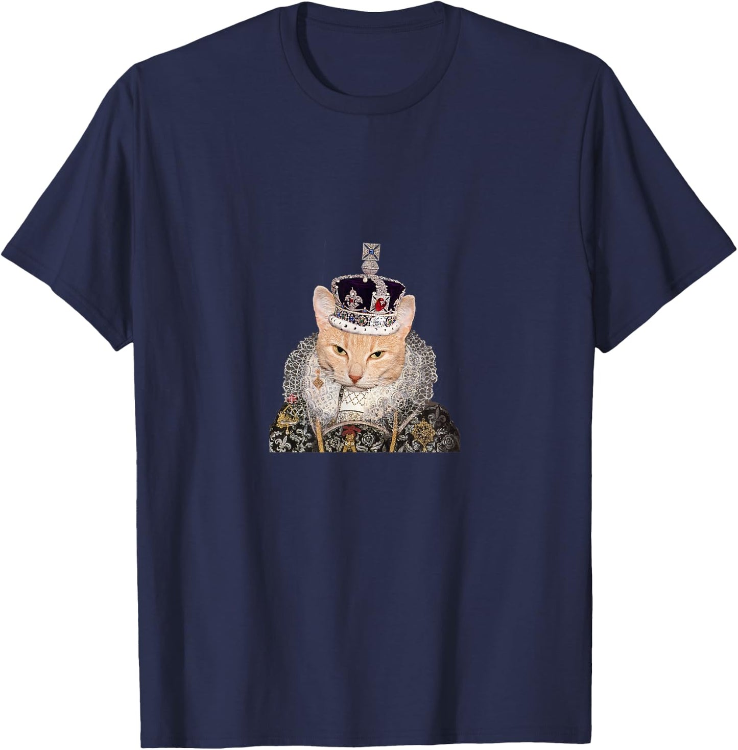 Tudor Cat With Crown Shirt Men Women Girls Kids T-Shirt - T-Shirt | Navy