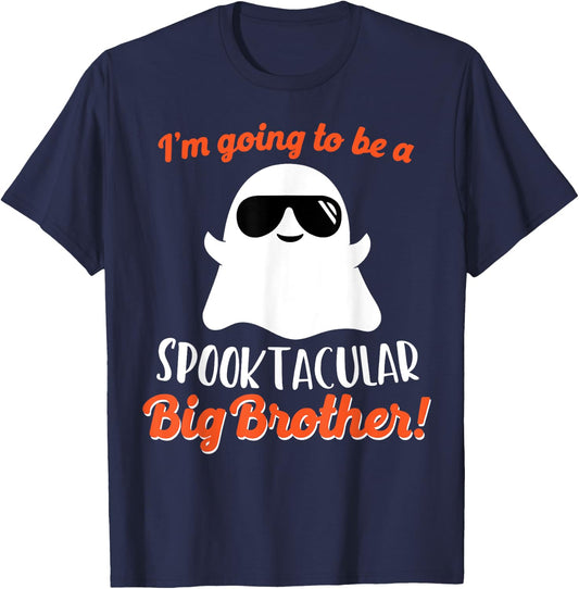 Big Brother Pregnancy Announcement Ghost Funny Boy Halloween T-Shirt - T-Shirt | Navy