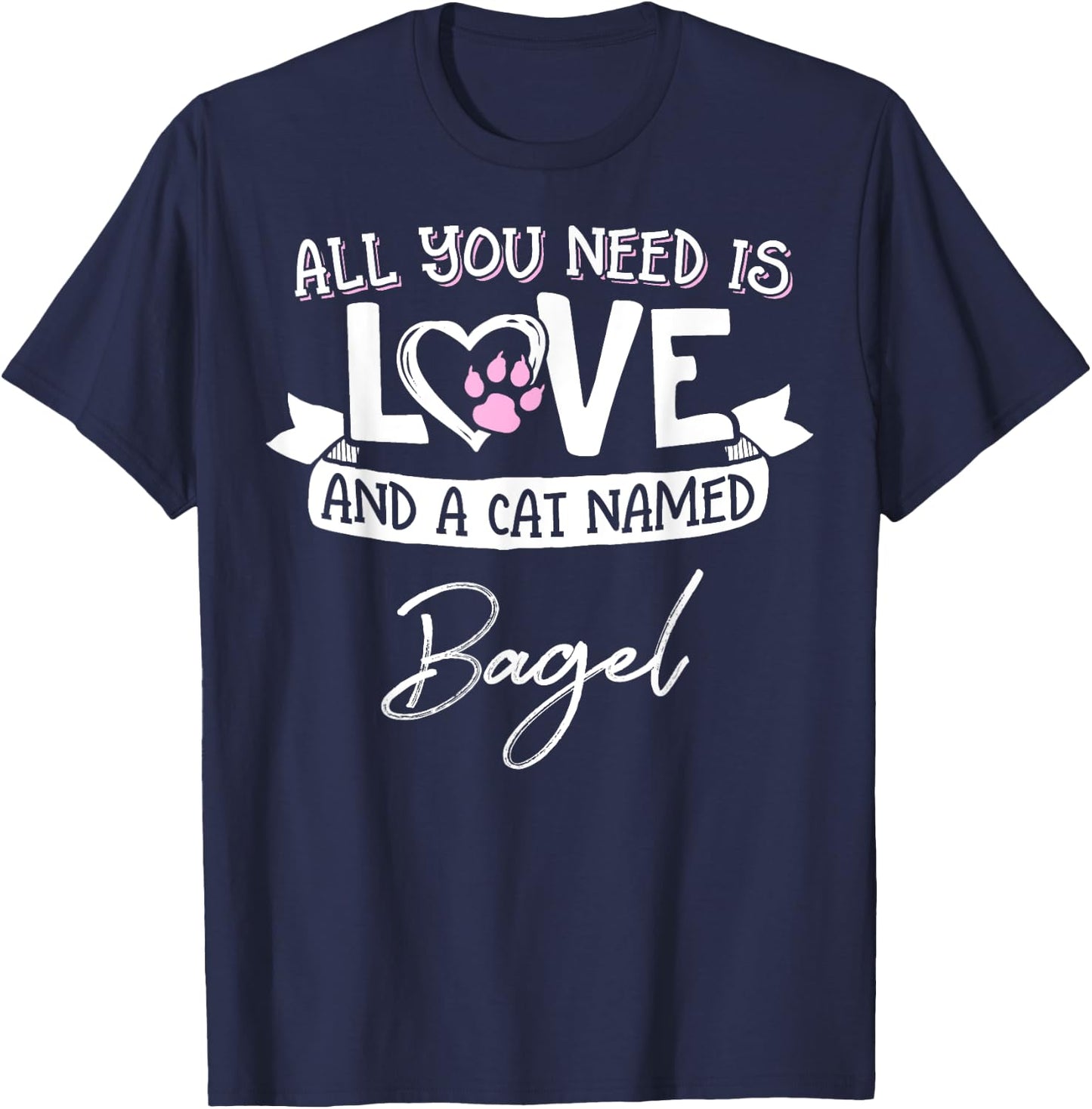 Cute Cat Named Bagel Shirt and Girls T-Shirt - T-Shirt | Navy