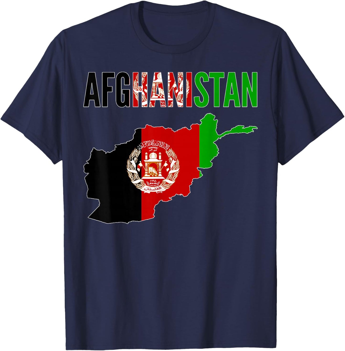 Afghan - Afghanistan Country Map Flag T-Shirt - T-Shirt | Navy