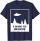 Vintage White I Want To Believe UFO T-Shirt - T-Shirt | Navy