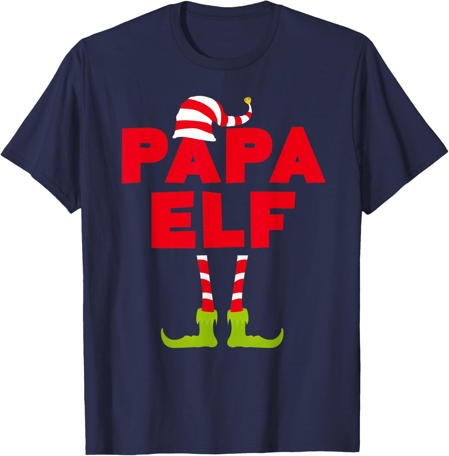 Papa Elf Shirt Men Matching Elf Papa Christmas Pajamas T-Shirt - T-Shirt | Navy