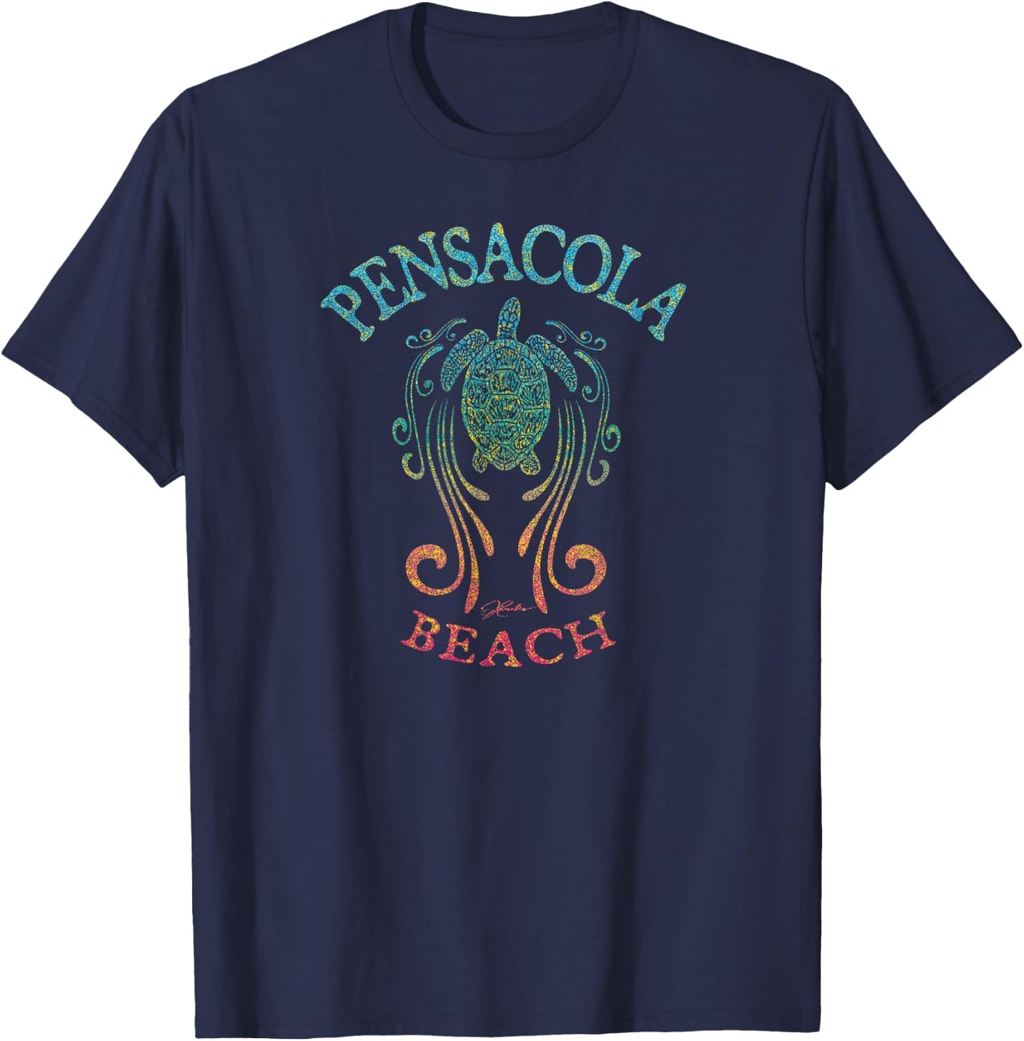 JCombs: Pensacola Beach, FL, Sea Turtle in the Slipstream Women Girls Kids T-Shirt - T-Shirt | Navy
