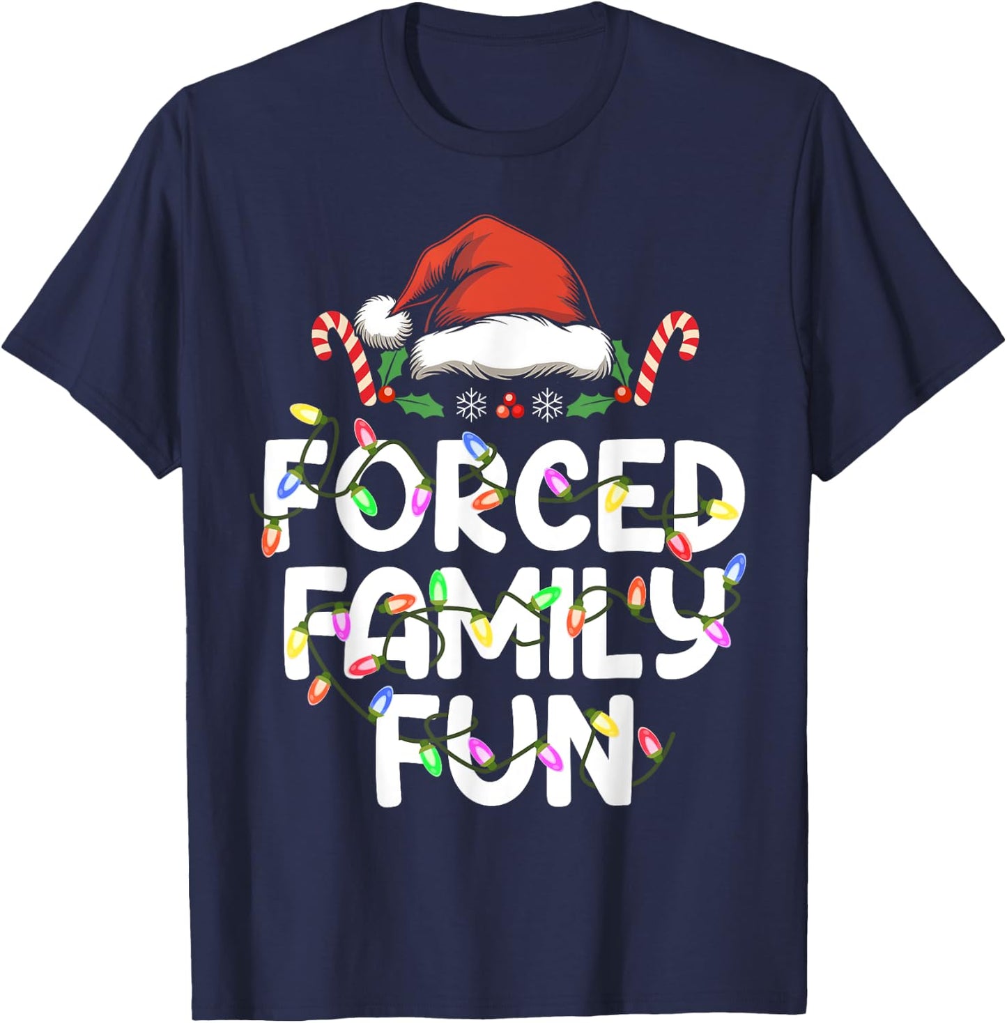 Forced Family Fun Christmas Pajamas Funny T-Shirt - T-Shirt | Navy