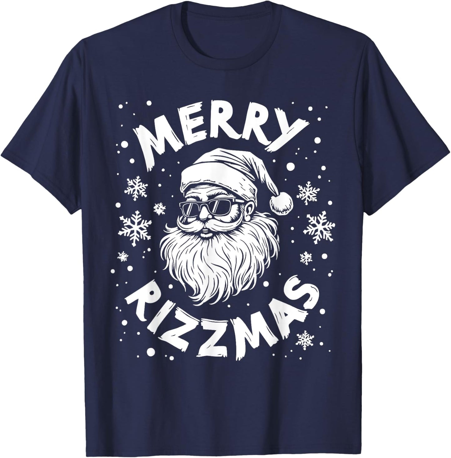Merry Rizzmas Kids Teens School Funny Christmas Santa Claus T-Shirt - T-Shirt | Navy