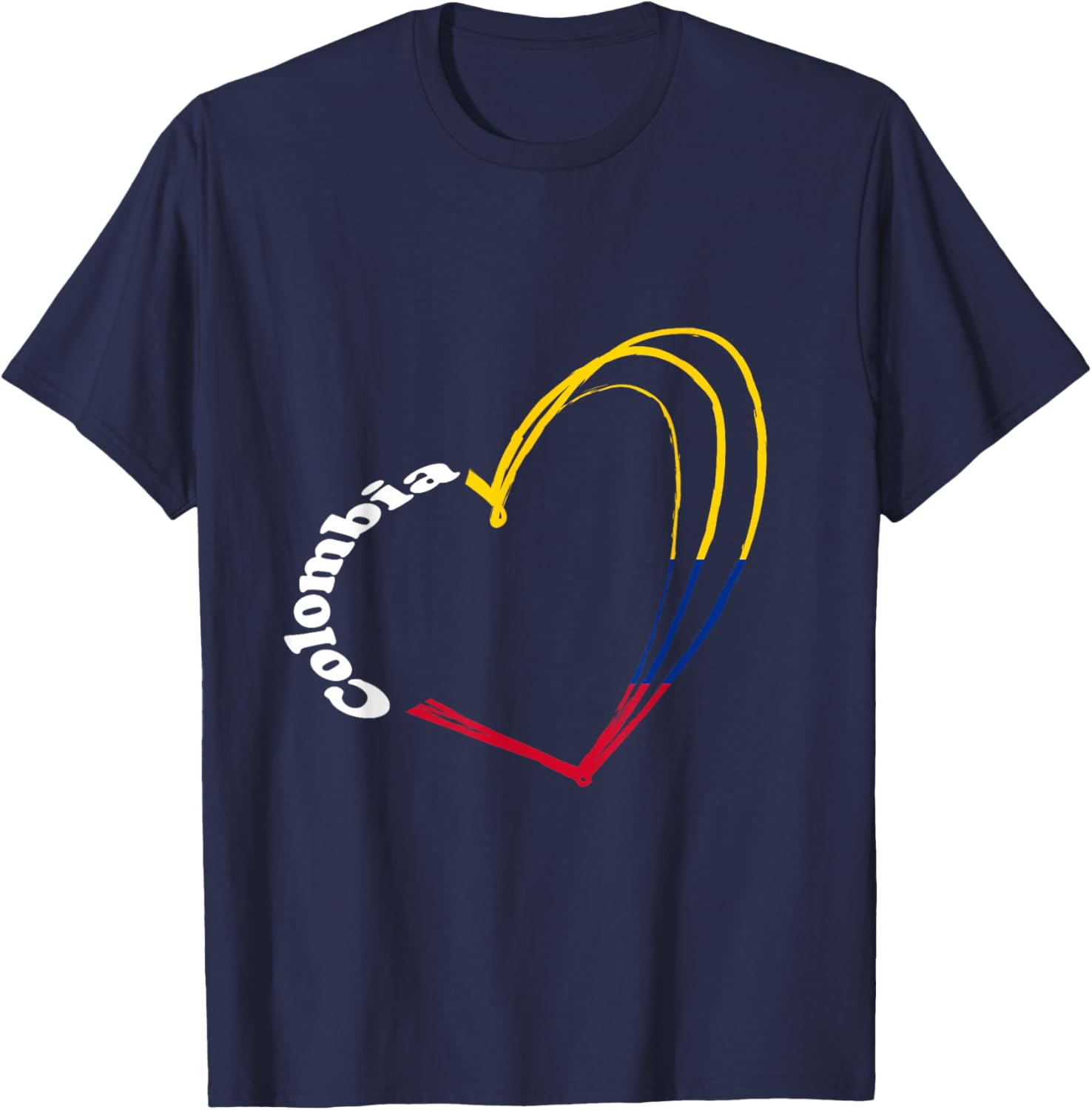 Colombia Flag Heart Colombian Roots Colombian Pride T-Shirt - T-Shirt | Navy