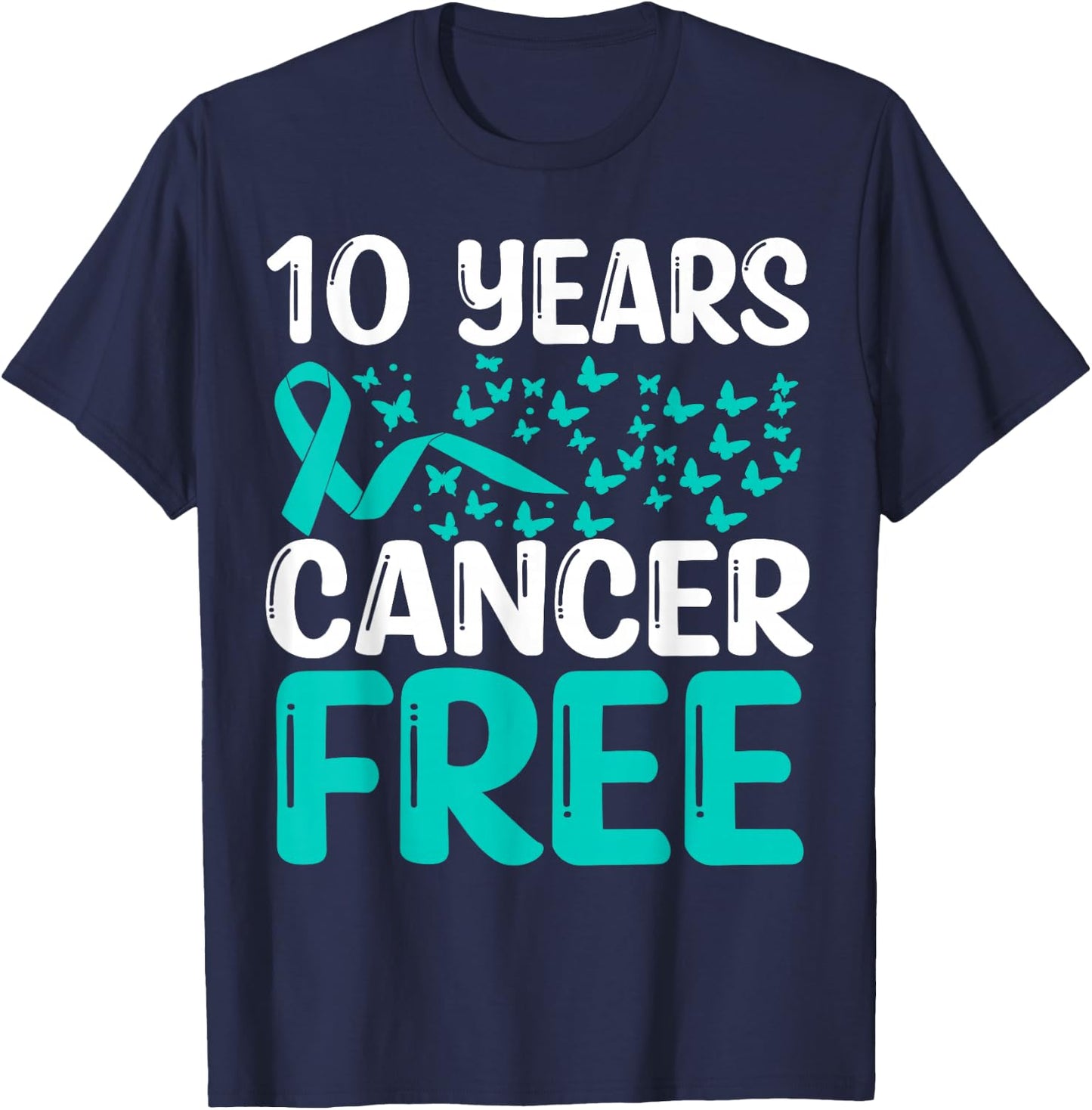 10 Years Cervical Cancer Free Cancer Survivor Awareness T-Shirt - T-Shirt | Navy