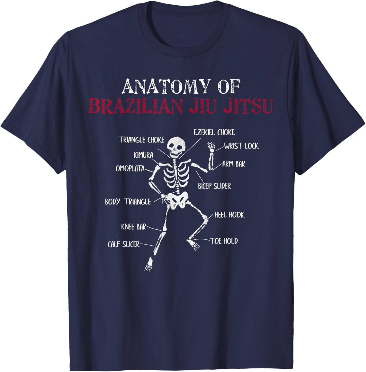MMA Grappling Anatomy of BJJ Brazilian Jiu Jitsu T-Shirt - T-Shirt | Navy