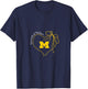 Michigan Wolverines Bow Heart Navy Officially Licensed V-Neck T-Shirt - T-Shirt | Navy
