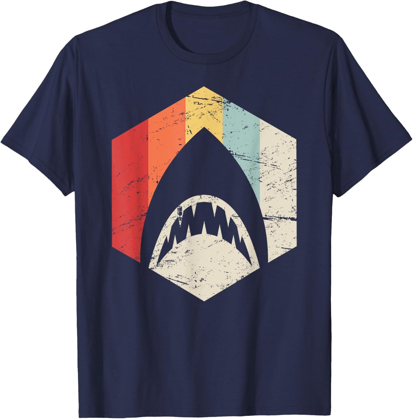 Retro Great White Shark T-Shirt - T-Shirt | Navy