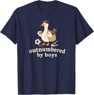 Outnumbered By Boys Mom Goose Family Life T-Shirt - T-Shirt | Navy