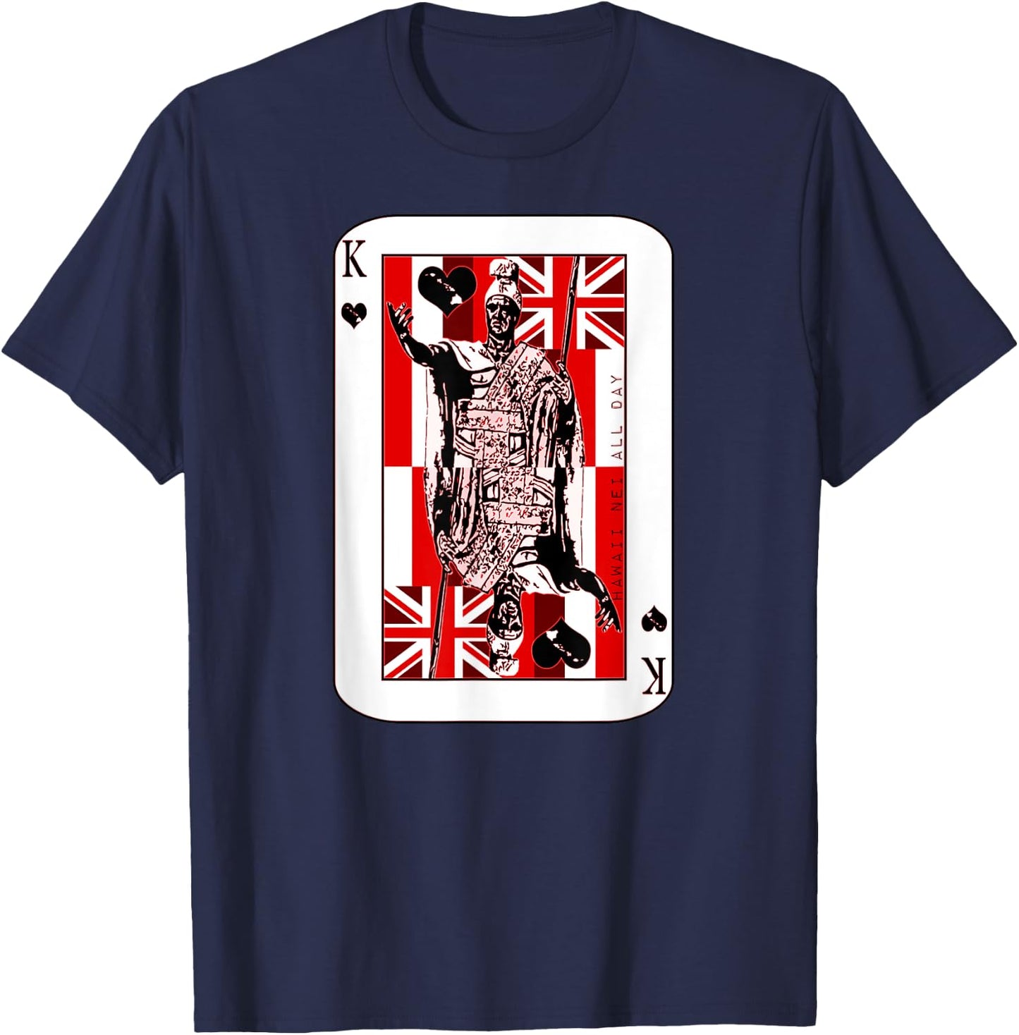 King of Hawai'i Kamehameha (red ink) by Hawaii Nei All Day T-Shirt - T-Shirt | Navy
