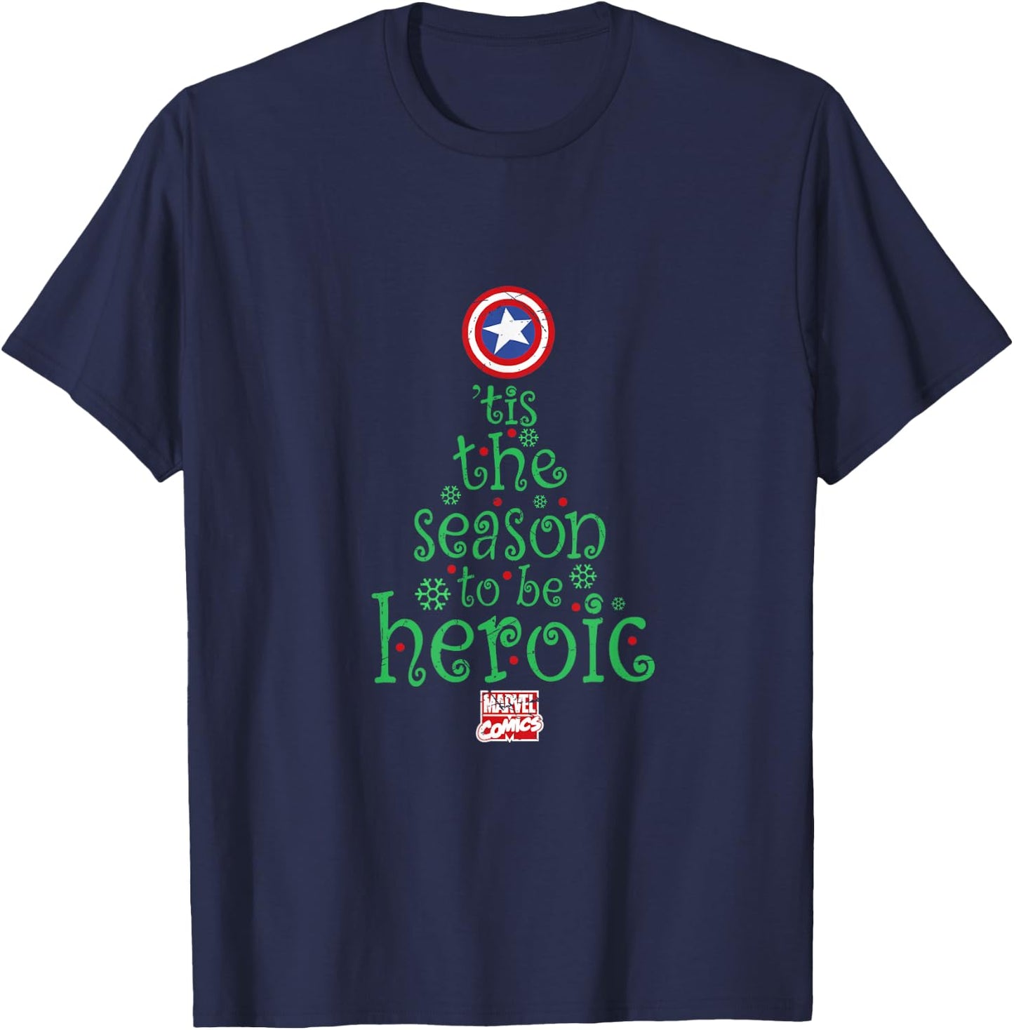 Marvel Captain America Heroic Holiday Tree T-Shirt - T-Shirt | Navy
