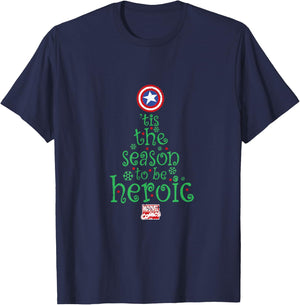 Marvel Captain America Heroic Holiday Tree T-Shirt - T-Shirt | Navy