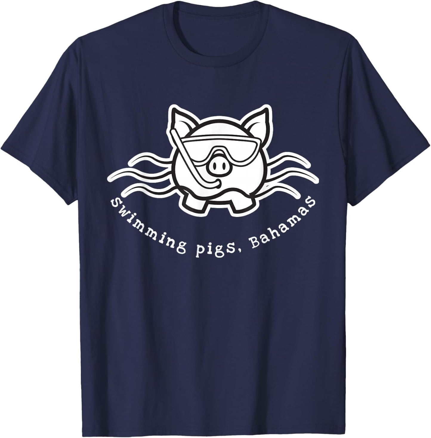 Bahamas Swimming Pig with Mask and Snorkel T-Shirt - T-Shirt | Navy