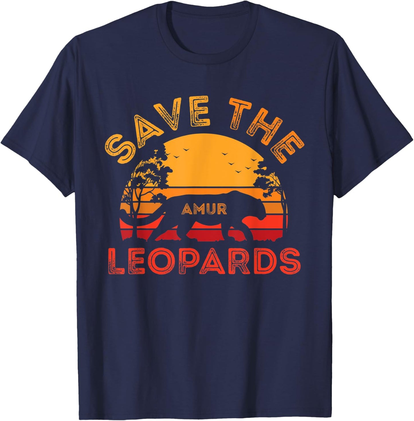 Save the Amur Leopard Shirt Animal Lover Vintage Retro Gift T-Shirt - T-Shirt | Navy