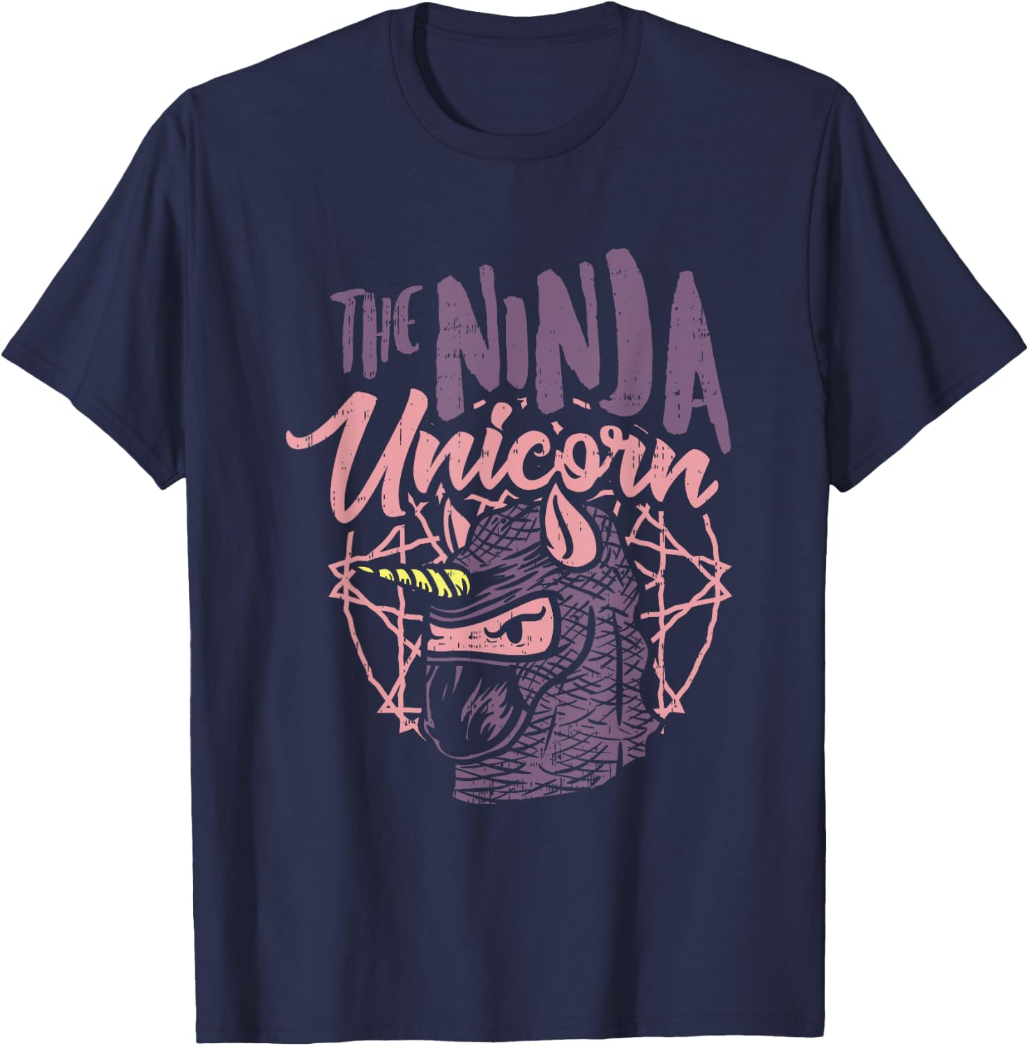 The Ninja Unicorn - Fantasy Assassin with stabbing Horn T-Shirt - T-Shirt | Navy