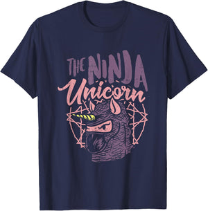 The Ninja Unicorn - Fantasy Assassin with stabbing Horn T-Shirt - T-Shirt | Navy